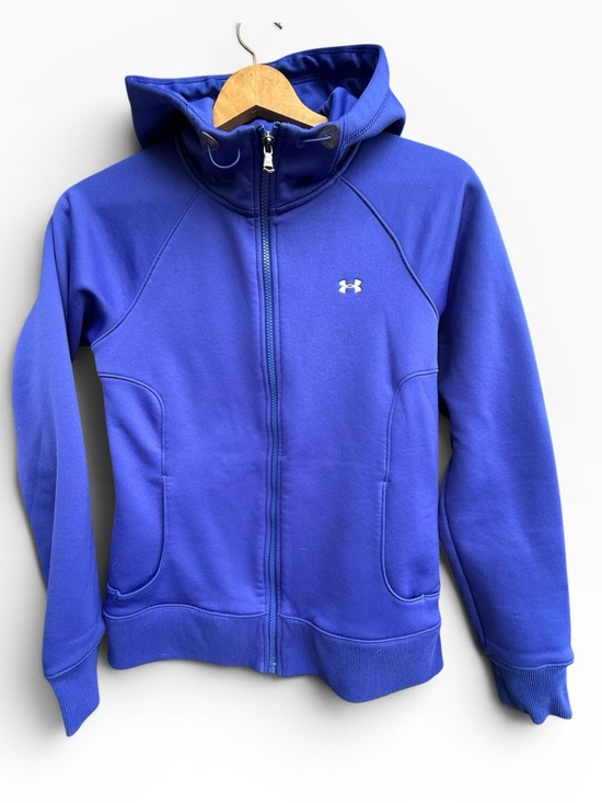 Under Armour Jackets & Blazers - Under Armour Fleece Storm Hooded Track Jacket Royal / White Women’s size Medium